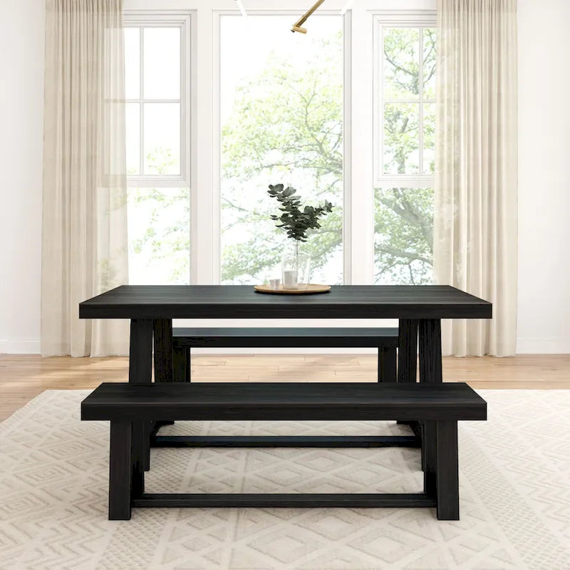 Plank and Beam 72 Classic Dining Table and Benches Set