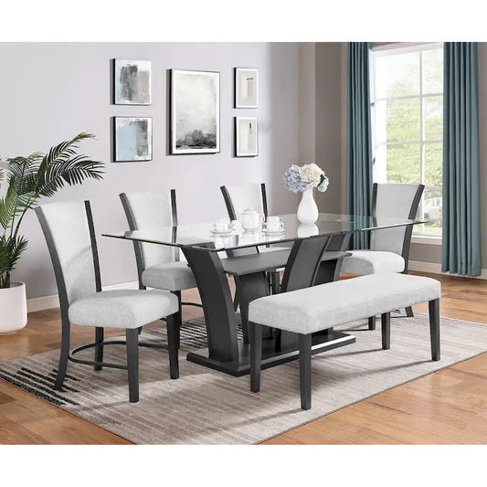 Janna Dove Modern Glass Dining Room Set