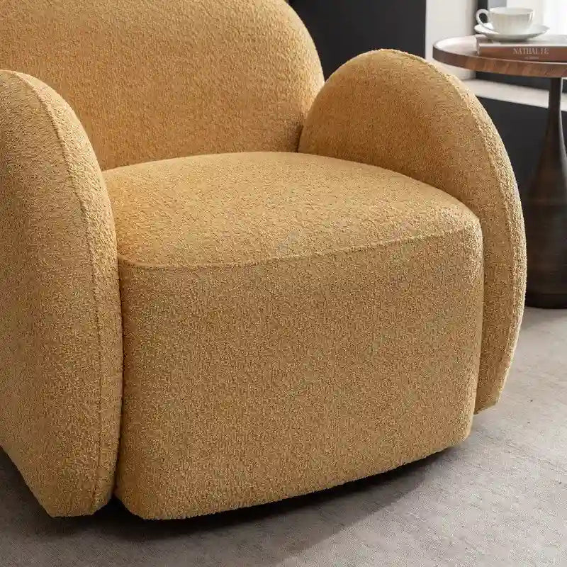 SEYNAR Modern Glam Boucle Upholstered Swivel Accent Armchair, 360 Degree Swivel Barrel Chair Set of 2 for Living Room