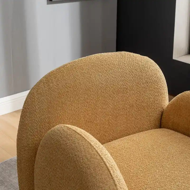 SEYNAR Modern Glam Boucle Upholstered Swivel Accent Armchair, 360 Degree Swivel Barrel Chair Set of 2 for Living Room