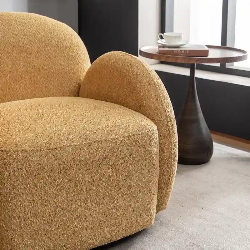 SEYNAR Modern Glam Boucle Upholstered Swivel Accent Armchair, 360 Degree Swivel Barrel Chair Set of 2 for Living Room