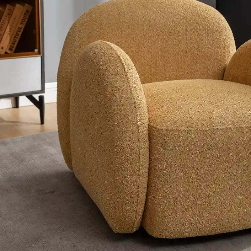 SEYNAR Modern Glam Boucle Upholstered Swivel Accent Armchair, 360 Degree Swivel Barrel Chair Set of 2 for Living Room