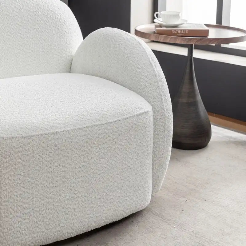 SEYNAR Modern Glam Boucle Upholstered Swivel Accent Armchair, 360 Degree Swivel Barrel Chair Set of 2 for Living Room
