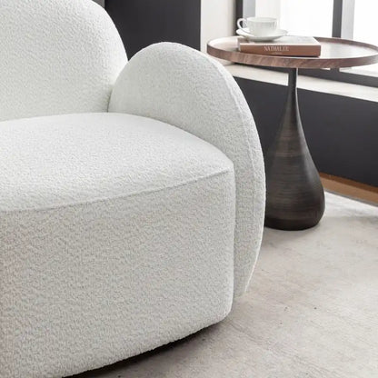 SEYNAR Modern Glam Boucle Upholstered Swivel Accent Armchair, 360 Degree Swivel Barrel Chair Set of 2 for Living Room