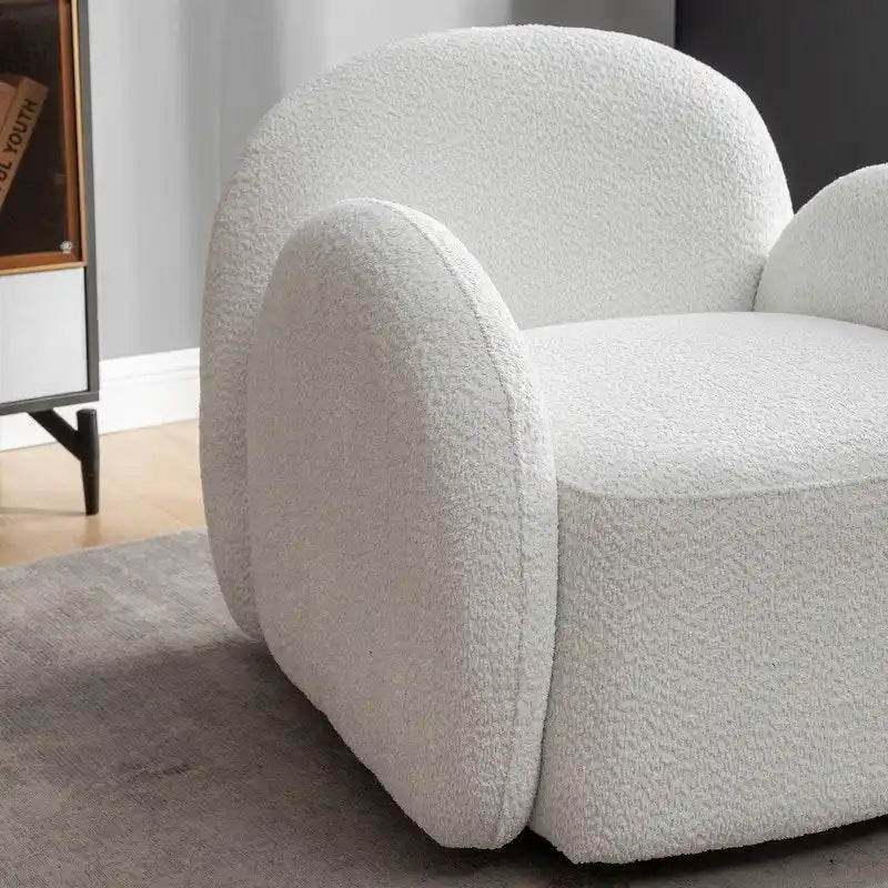 SEYNAR Modern Glam Boucle Upholstered Swivel Accent Armchair, 360 Degree Swivel Barrel Chair Set of 2 for Living Room