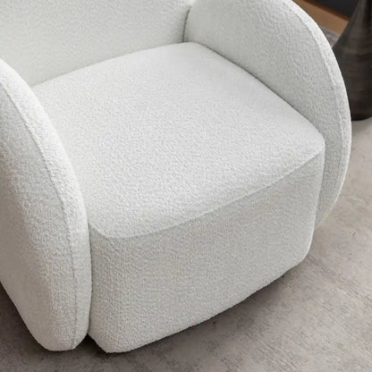 SEYNAR Modern Glam Boucle Upholstered Swivel Accent Armchair, 360 Degree Swivel Barrel Chair Set of 2 for Living Room