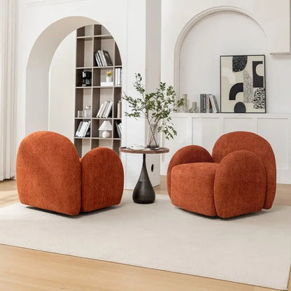 SEYNAR Modern Glam Boucle Upholstered Swivel Accent Armchair, 360 Degree Swivel Barrel Chair Set of 2 for Living Room