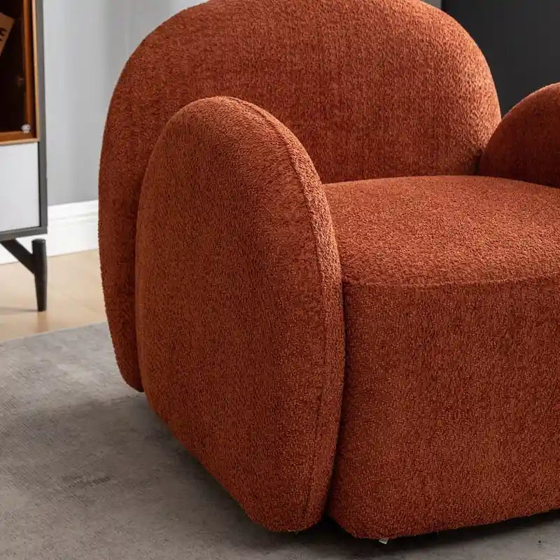 SEYNAR Modern Glam Boucle Upholstered Swivel Accent Armchair, 360 Degree Swivel Barrel Chair Set of 2 for Living Room