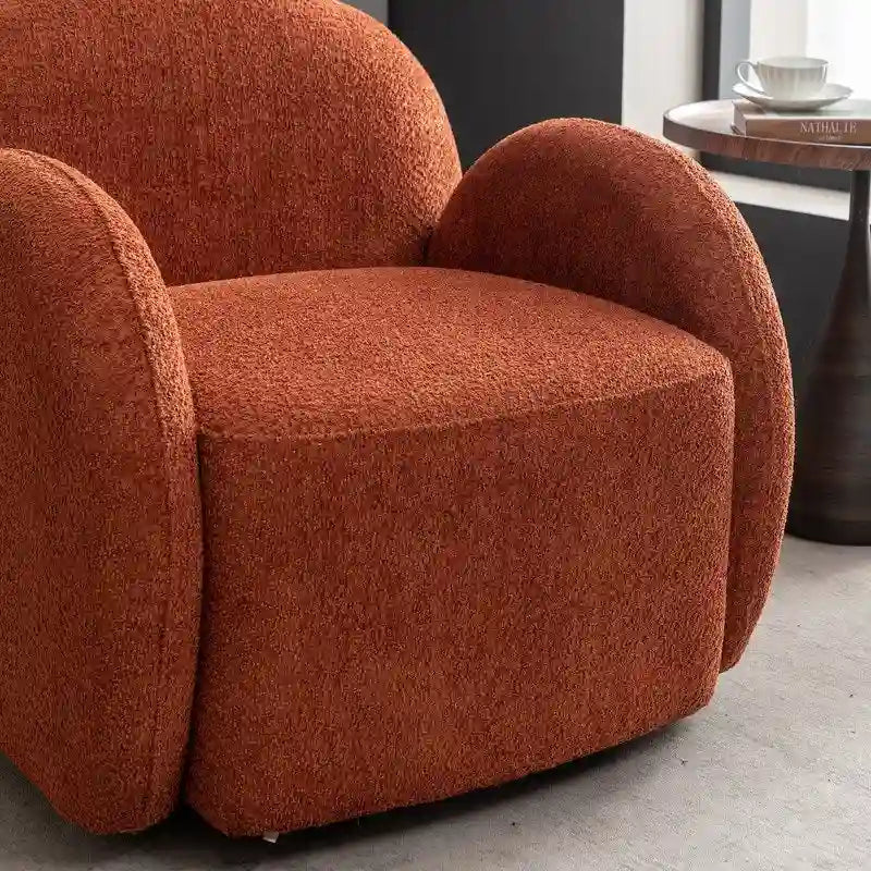 SEYNAR Modern Glam Boucle Upholstered Swivel Accent Armchair, 360 Degree Swivel Barrel Chair Set of 2 for Living Room