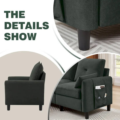 3-Pieces Sectional Sofa Set with Ottoman and Chair