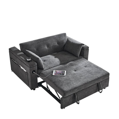 54 Pull-Out Sleeper Sofa Bed Double Seat Recliner Sofa Bed