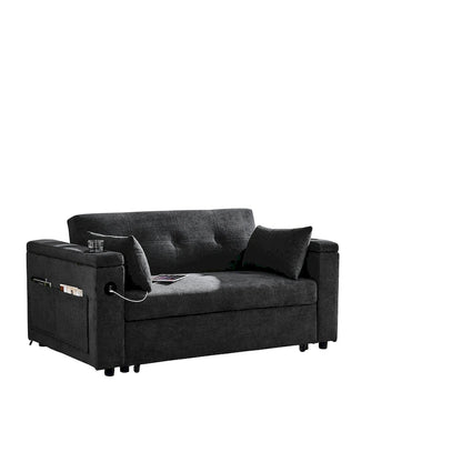 54 Pull-Out Sleeper Sofa Bed Double Seat Recliner Sofa Bed