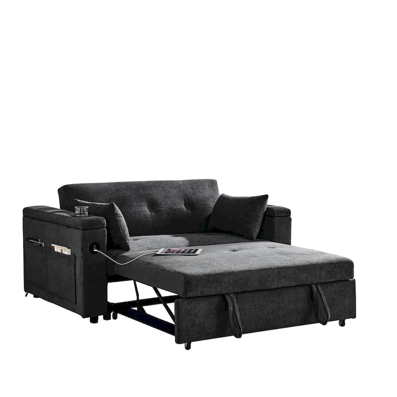 54 Pull-Out Sleeper Sofa Bed Double Seat Recliner Sofa Bed