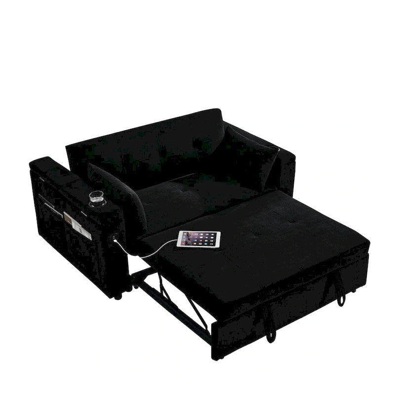 54 Pull-Out Sleeper Sofa Bed Double Seat Recliner Sofa Bed