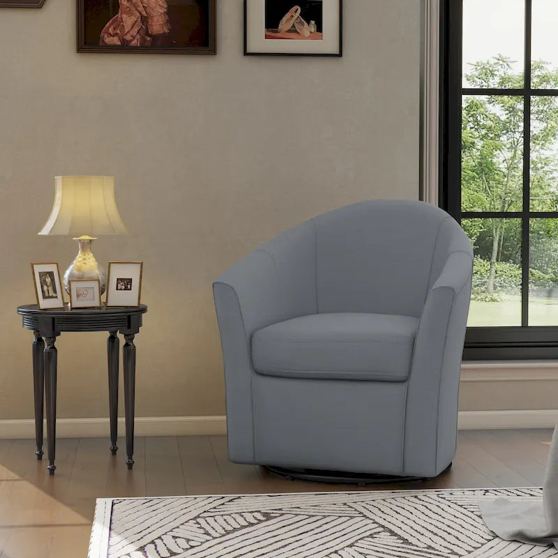 Modern Upholstered Swivel Barrel Chair Living Room Accent Chair