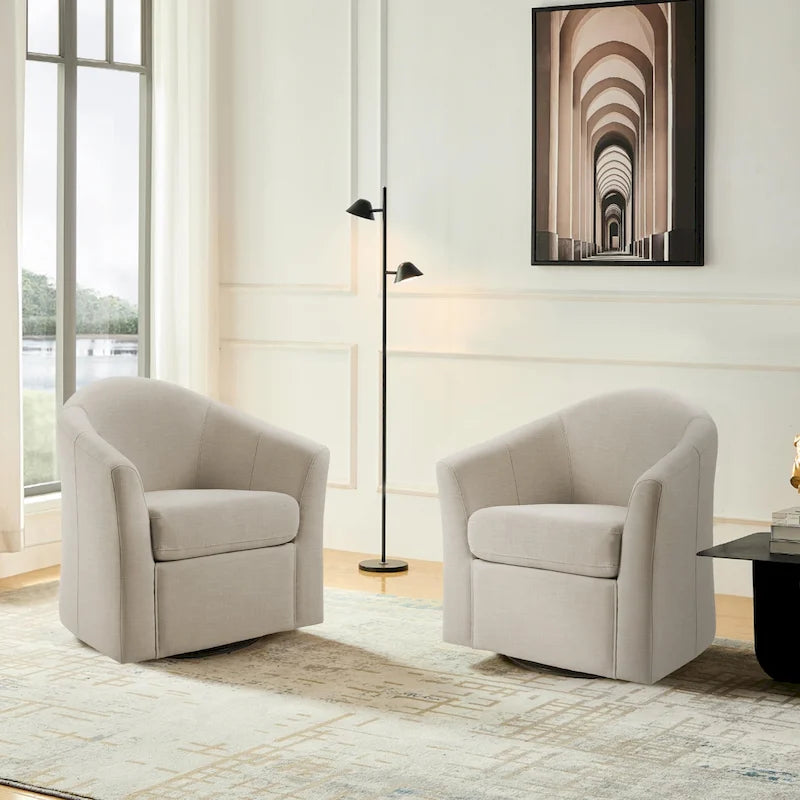 Modern Upholstered Swivel Barrel Chair Living Room Accent Chair