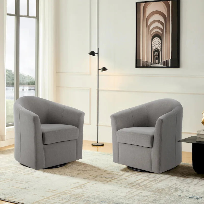 Modern Upholstered Swivel Barrel Chair Living Room Accent Chair