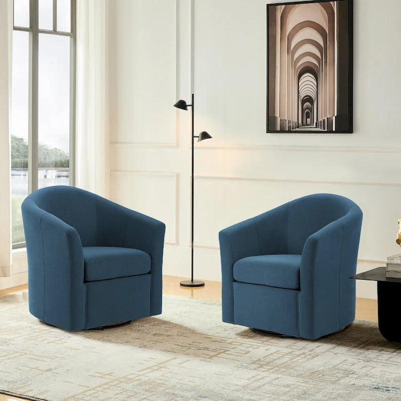 Modern Upholstered Swivel Barrel Chair Living Room Accent Chair