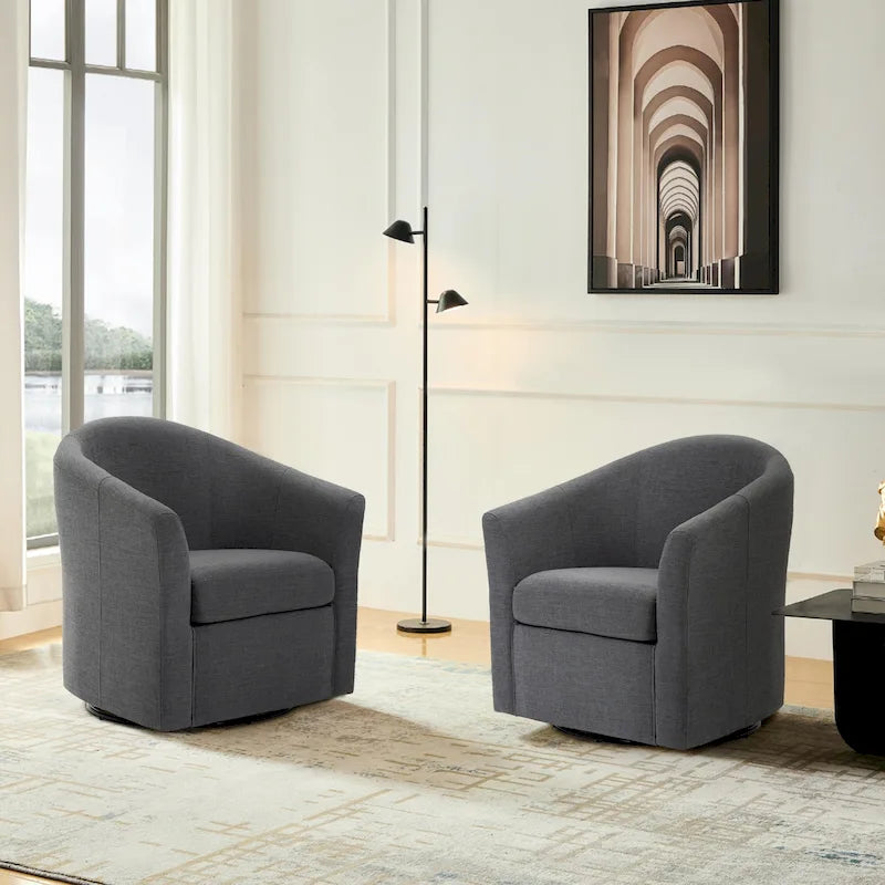 Modern Upholstered Swivel Barrel Chair Living Room Accent Chair