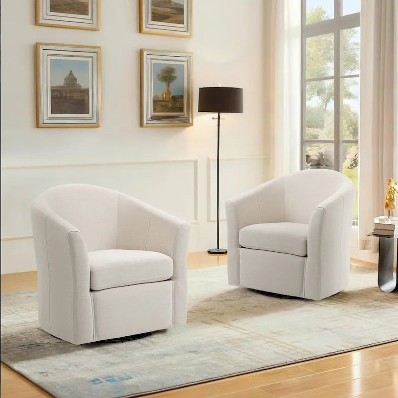 Modern Upholstered Swivel Barrel Chair Living Room Accent Chair