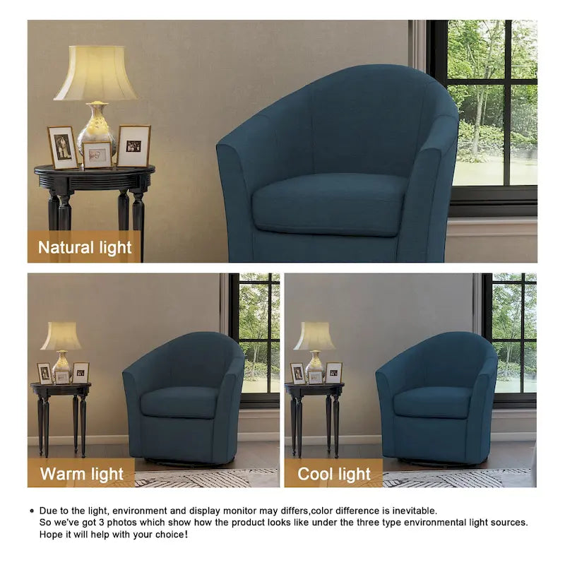 Modern Upholstered Swivel Barrel Chair Living Room Accent Chair