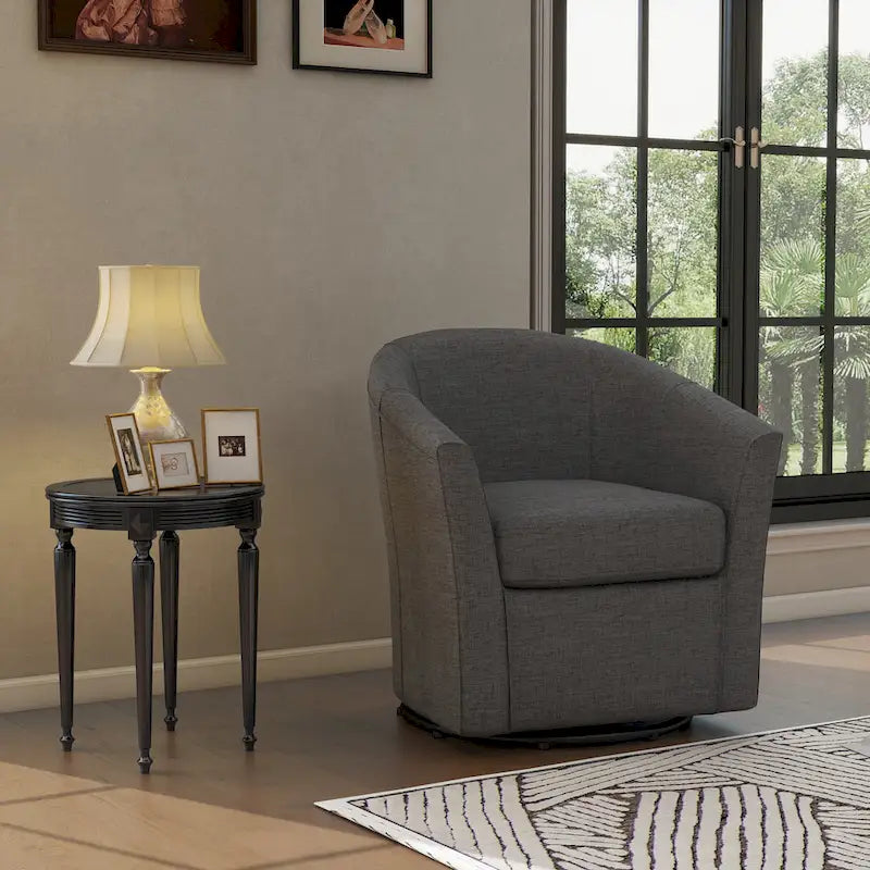 Modern Upholstered Swivel Barrel Chair Living Room Accent Chair