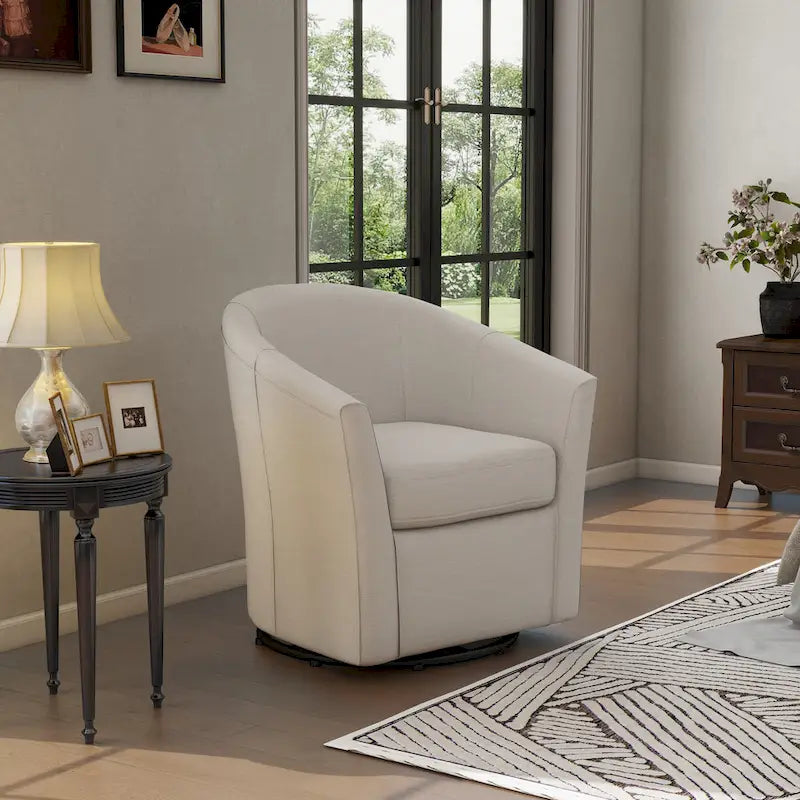 Modern Upholstered Swivel Barrel Chair Living Room Accent Chair