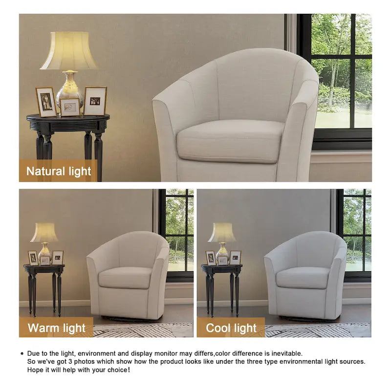 Modern Upholstered Swivel Barrel Chair Living Room Accent Chair