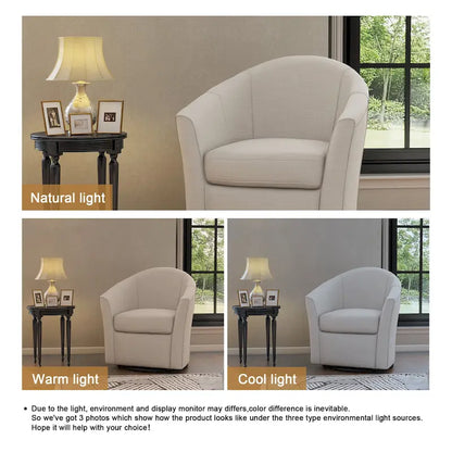 Modern Upholstered Swivel Barrel Chair Living Room Accent Chair