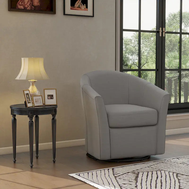 Modern Upholstered Swivel Barrel Chair Living Room Accent Chair
