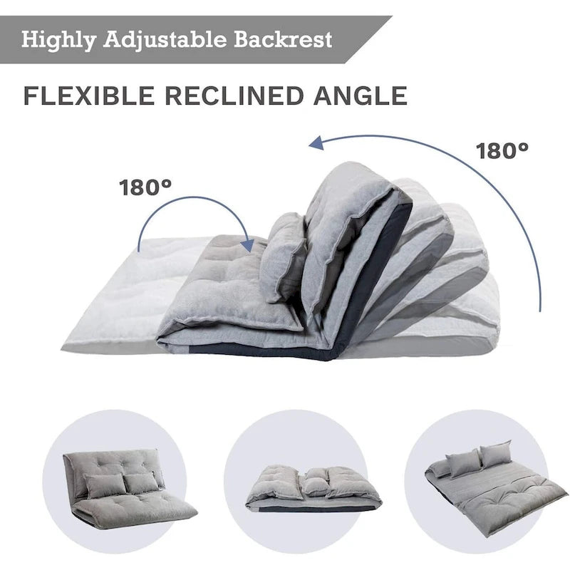 Contemporary and Adaptable Sofa Bed Set with Floor Placement, 2 Pillows