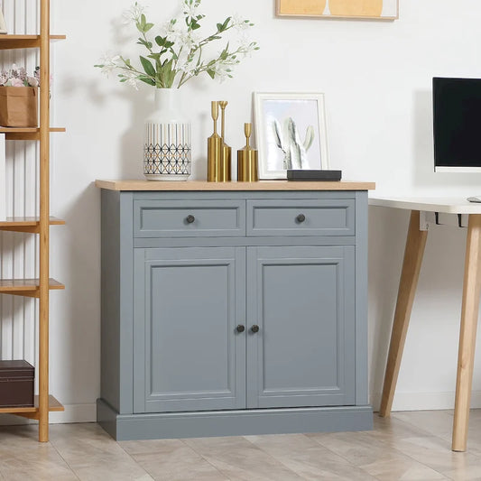 HOMCOM Sideboard Buffet Cabinet, Kitchen Cabinet, Coffee Bar Cabinet with 2 Drawers and Double Door Cupboard