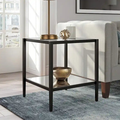Hera 20 Wide Square Side Table with Mirror Shelf