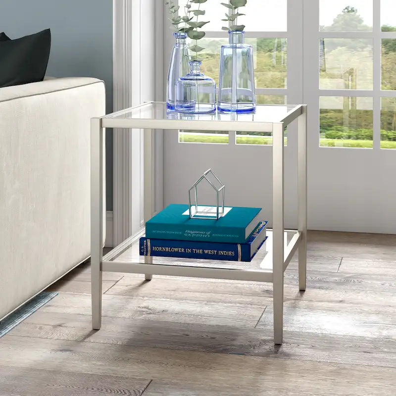 Hera 20 Wide Square Side Table with Mirror Shelf