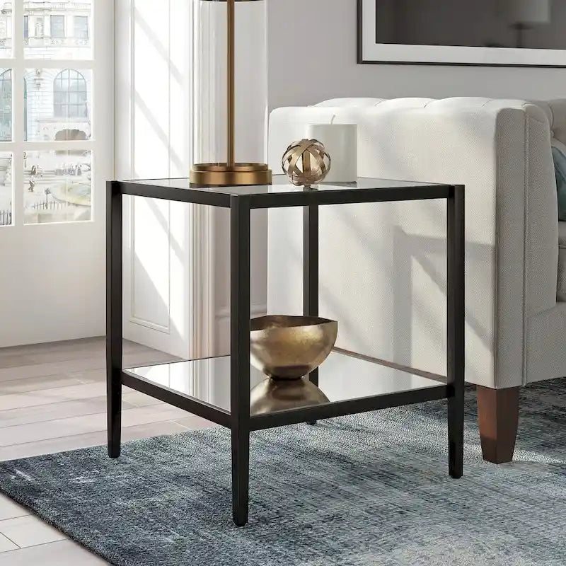 Hera 20 Wide Square Side Table with Mirror Shelf