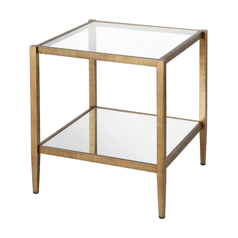 Hera 20 Wide Square Side Table with Mirror Shelf