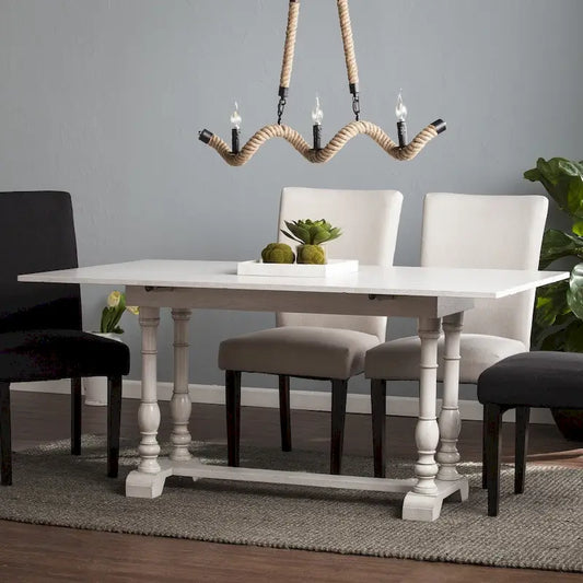 SEI Furniture Eddlewood Farmhouse Drop Leaf Trestle Console to Dining Table