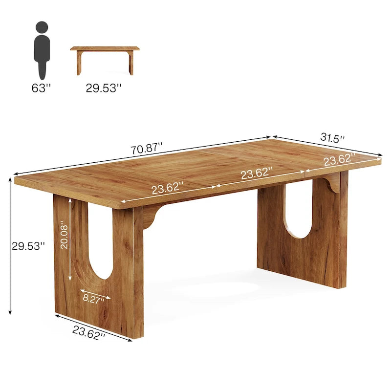 70.89 Rectangle Dining Table for 6-8 People, Modern Simple Wood Kitchen Table