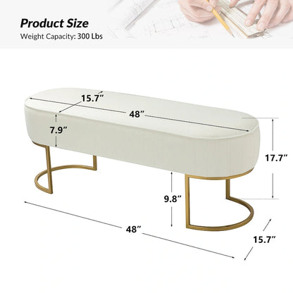Justo 48 Wide Bench with Metal Base
