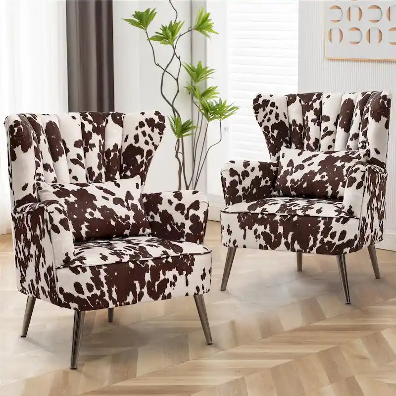 HOMYKA Modern Wingback Arm Chair Upholstered Accent Chair Set of 2