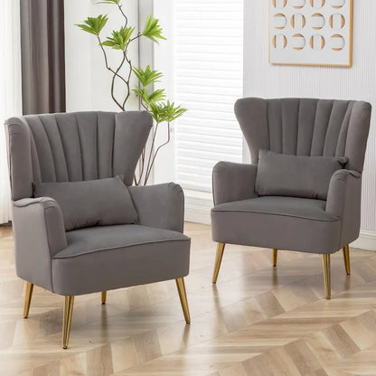 HOMYKA Modern Wingback Arm Chair Upholstered Accent Chair Set of 2