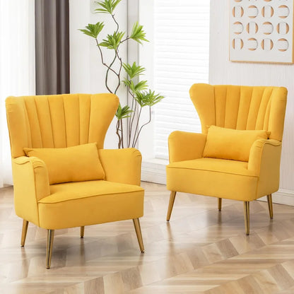 HOMYKA Modern Wingback Arm Chair Upholstered Accent Chair Set of 2
