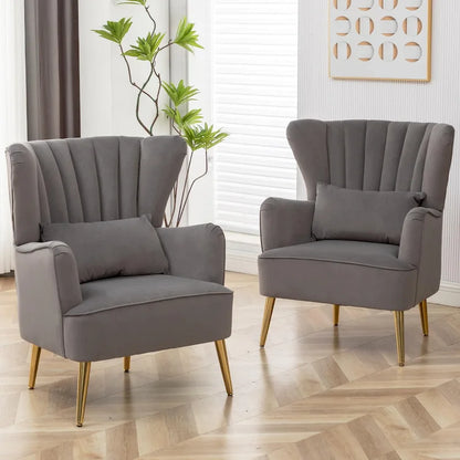 HOMYKA Modern Wingback Arm Chair Upholstered Accent Chair Set of 2
