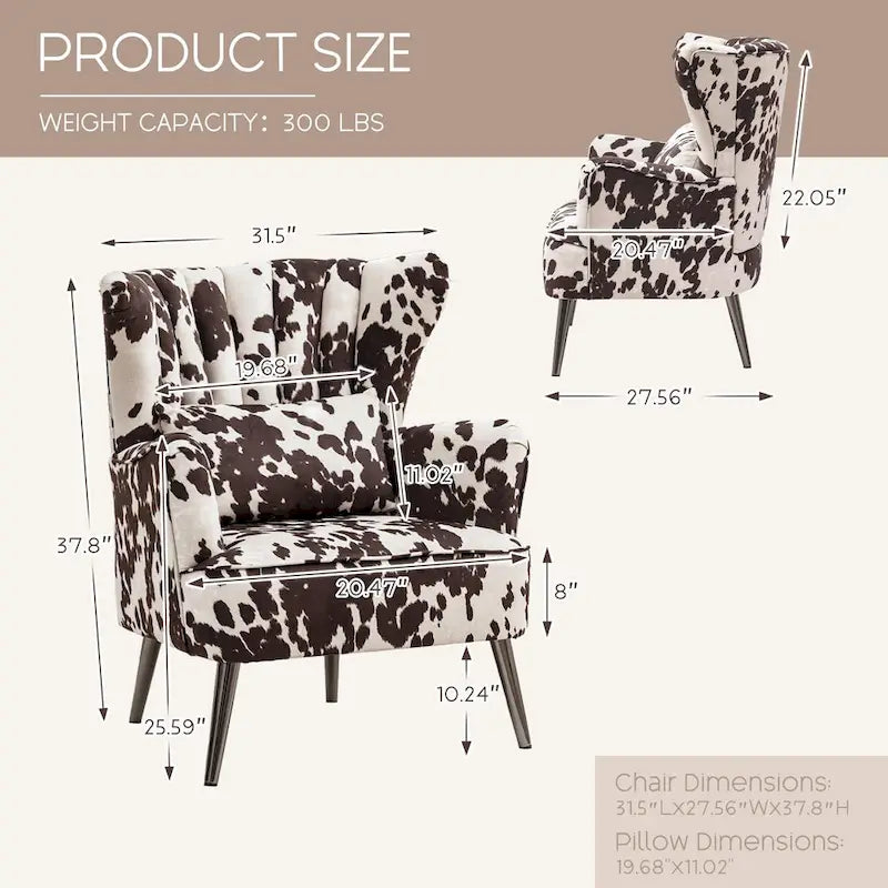 HOMYKA Modern Wingback Arm Chair Upholstered Accent Chair Set of 2