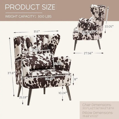 HOMYKA Modern Wingback Arm Chair Upholstered Accent Chair Set of 2