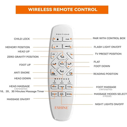 ESHINE Adjustable Bed Frame, with Massage