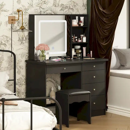 39.4 W Dresser Makeup Vanity Set with Stool and Mirror Room