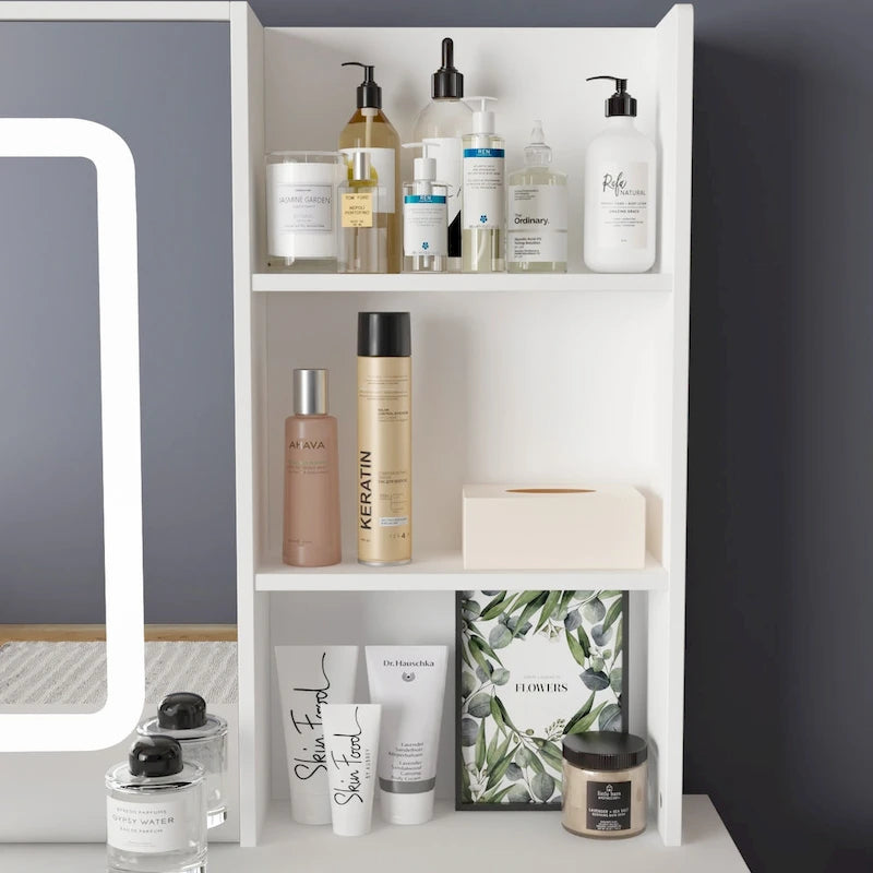 39.4 W Dresser Makeup Vanity Set with Stool and Mirror Room