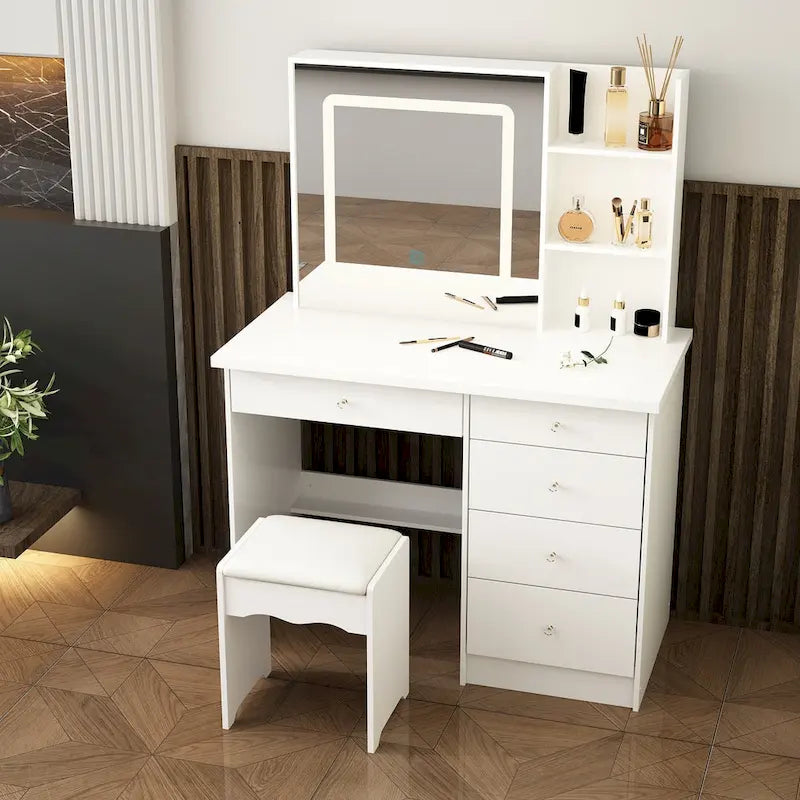 39.4 W Dresser Makeup Vanity Set with Stool and Mirror Room