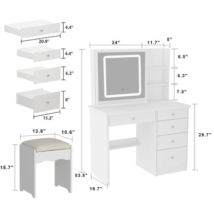 39.4 W Dresser Makeup Vanity Set with Stool and Mirror Room